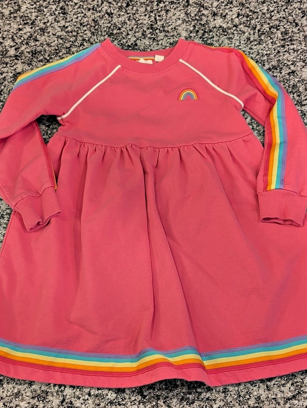 Little Bird by Jools Oliver Pink Rainbow Stripe Sweat Dress Girls 5-6